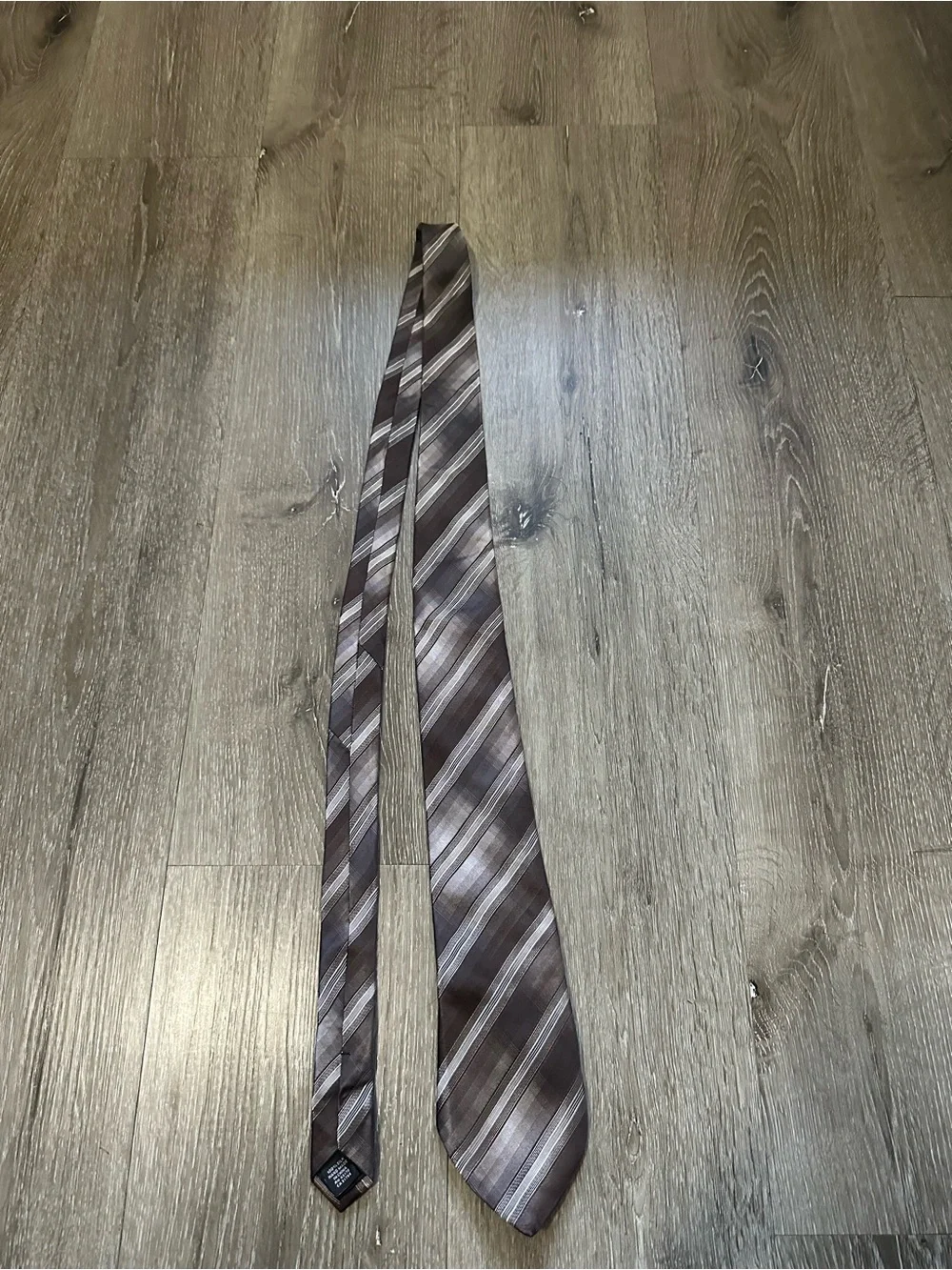 Alfani Brown and Light Taupe Striped Tie